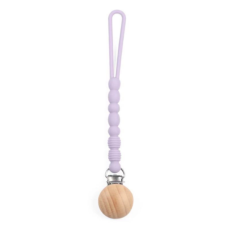 Handmade Wood BPA miễn phí silicone hạt pacifier chuỗi baby pacifier clip trẻ sơ sinh sê -ri bán trẻ em Beech pacifier chuỗi em bé làm dịu silicone baby pacifier clip