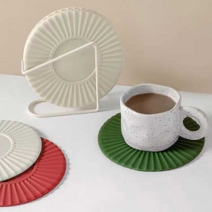 Silicone tròn không trượt thảm Silicone Coffice Office Coffee Party Bữa tiệc BPA Miễn phí Silicone Coasters